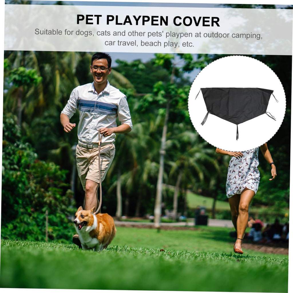 Sunproof Waterproof Dog Playpen Roof Cover Black Y60559