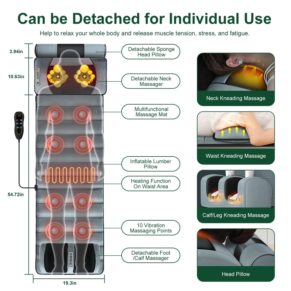 Full Body Massage Mat with Heat U556