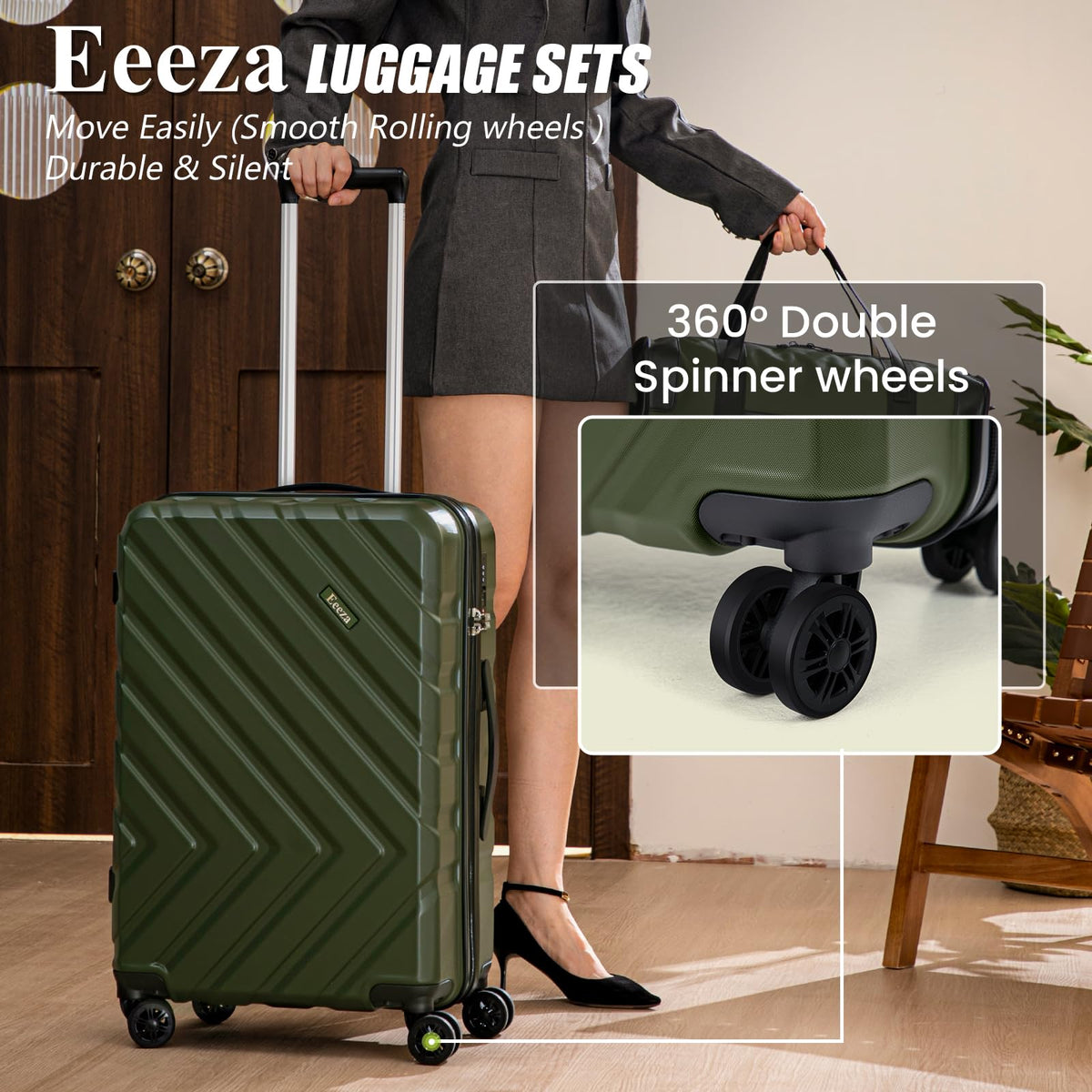 3 Piece White Carry On Luggage Set A504905