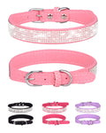 Pink Adjustable Leather Suede Rhinestone Dog Collar H545371