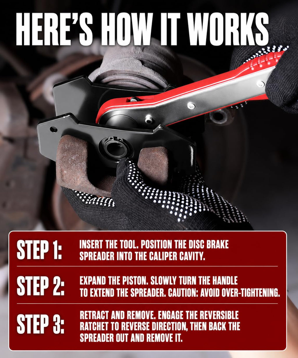 Brake Caliper Compression Tool with 2 Steel Plates and 2 Hooks U89836