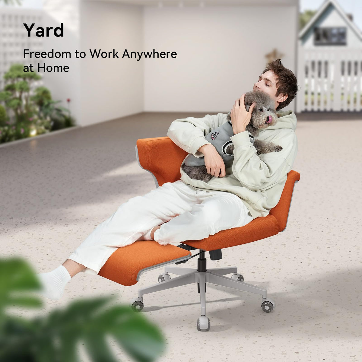 Orange Adjustable Ergonomic Office Chair with Desk Tray A6929