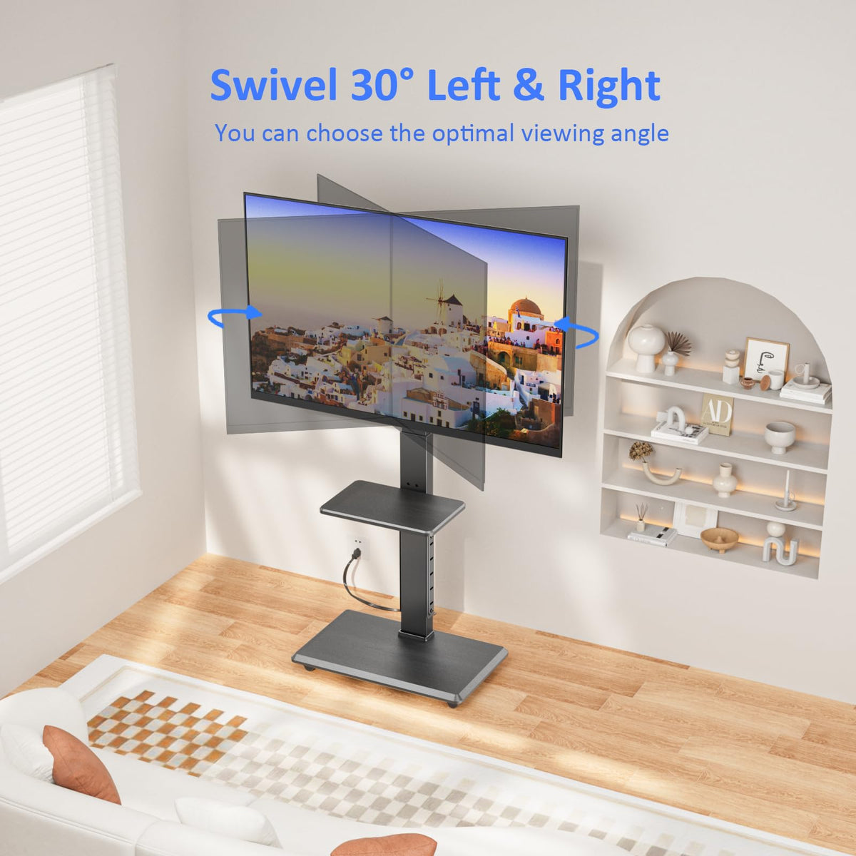 Height Adjustable Rolling TV Stand with Shelf H292