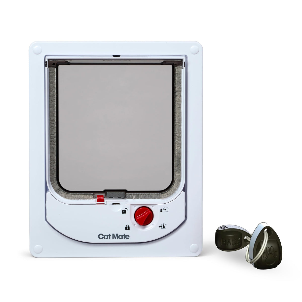 Electromagnetic 4-Way-Locking Cat Flap with 2 Collar Keys White S430