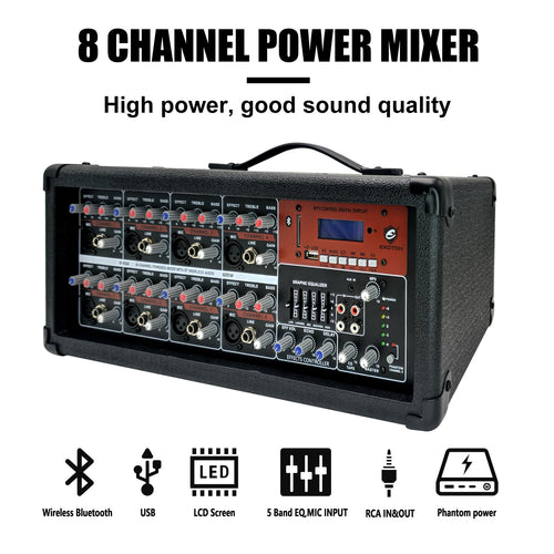 15inch 2000W Bluetooth PA System with Powered Mixer Set T898586