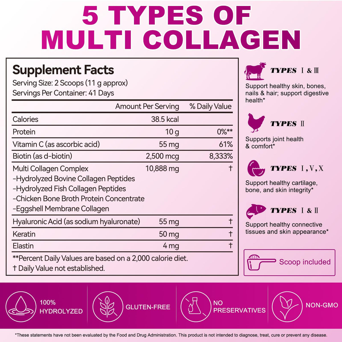 Unflavored Hydrolyzed Collagen Peptides Powder 16 oz W58887