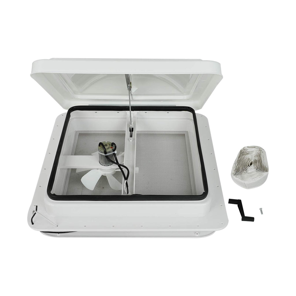 14" RV Roof Vent with 12V Fan White Lid W8553