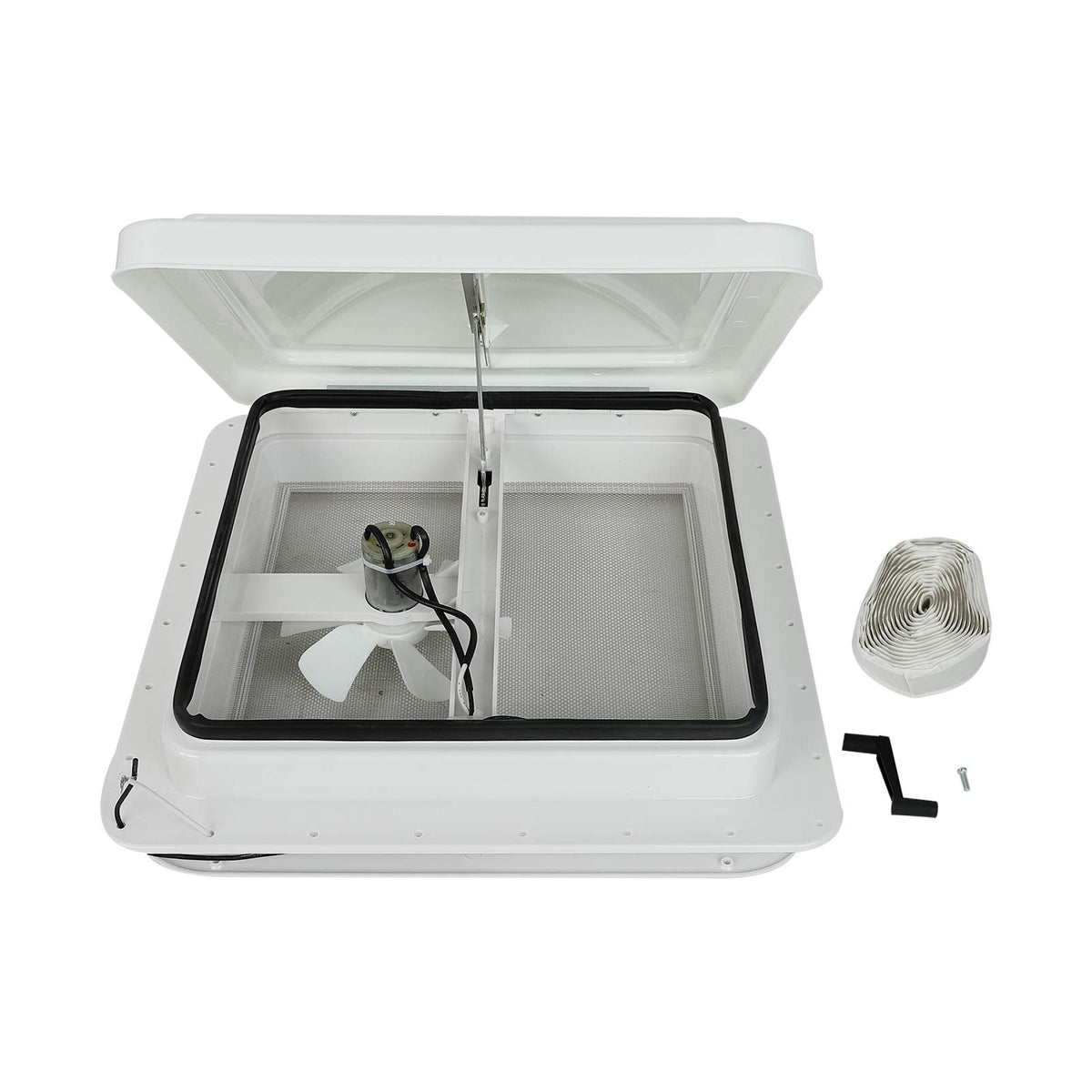 14" RV Roof Vent with 12V Fan White Lid W8553