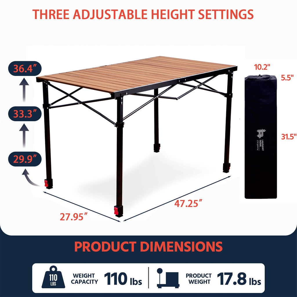 Large Adjustable Height Aluminum Camping Table W87076