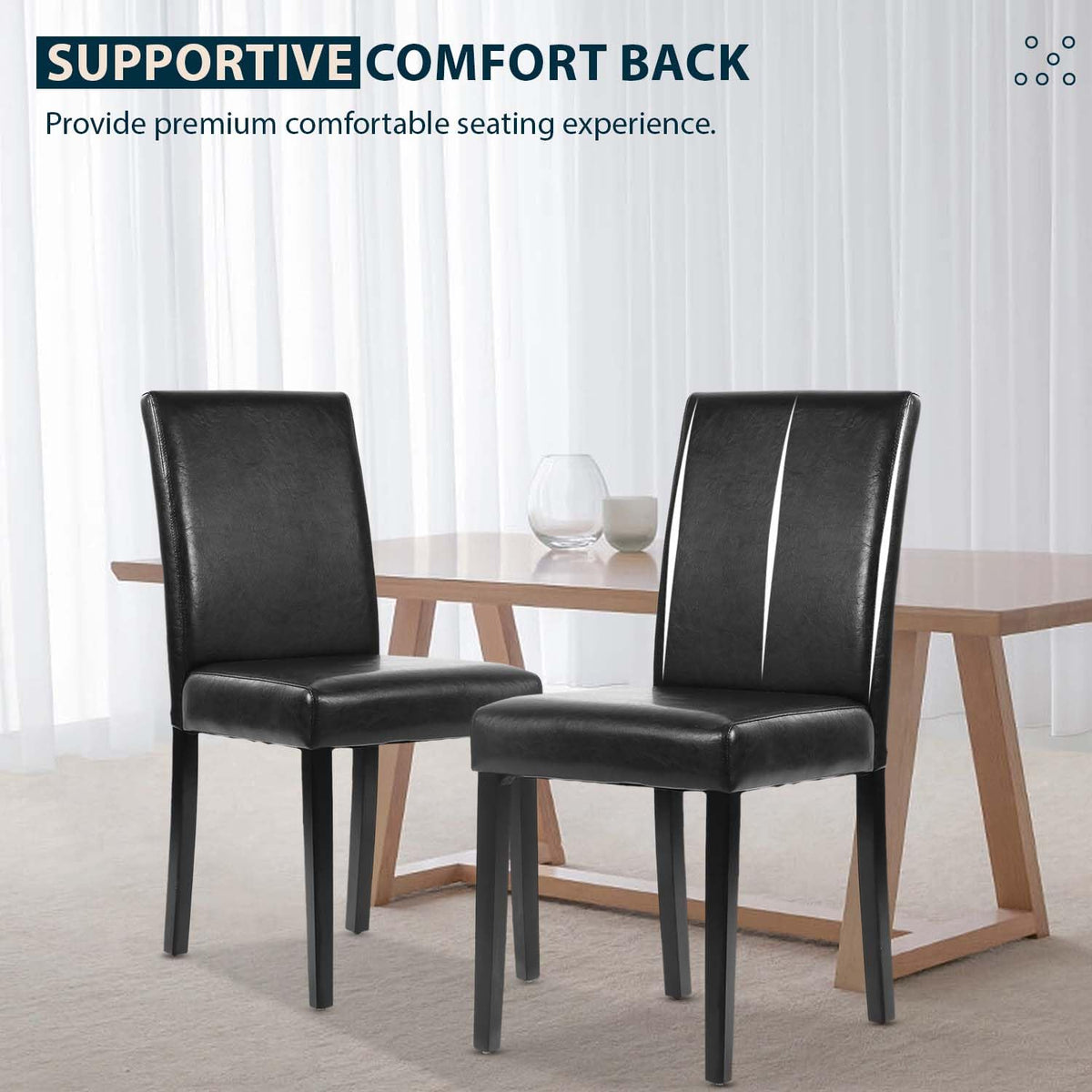 Black PU Leather Set of 4 Dining Chairs J847054