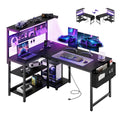 47in Black L Shaped Gaming Desk with Pegboard G541