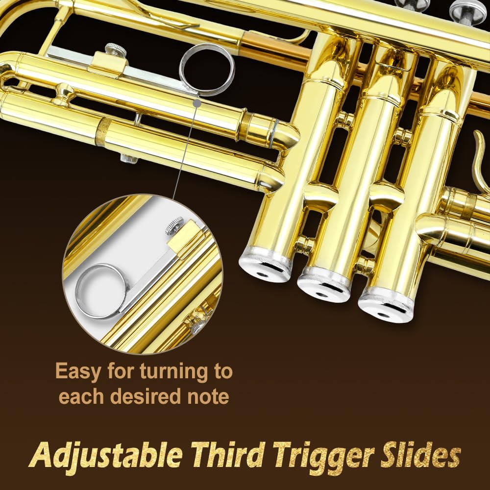 Standard Trumpet Set with Carrying Case 7C Mouthpiece Brass Q69380