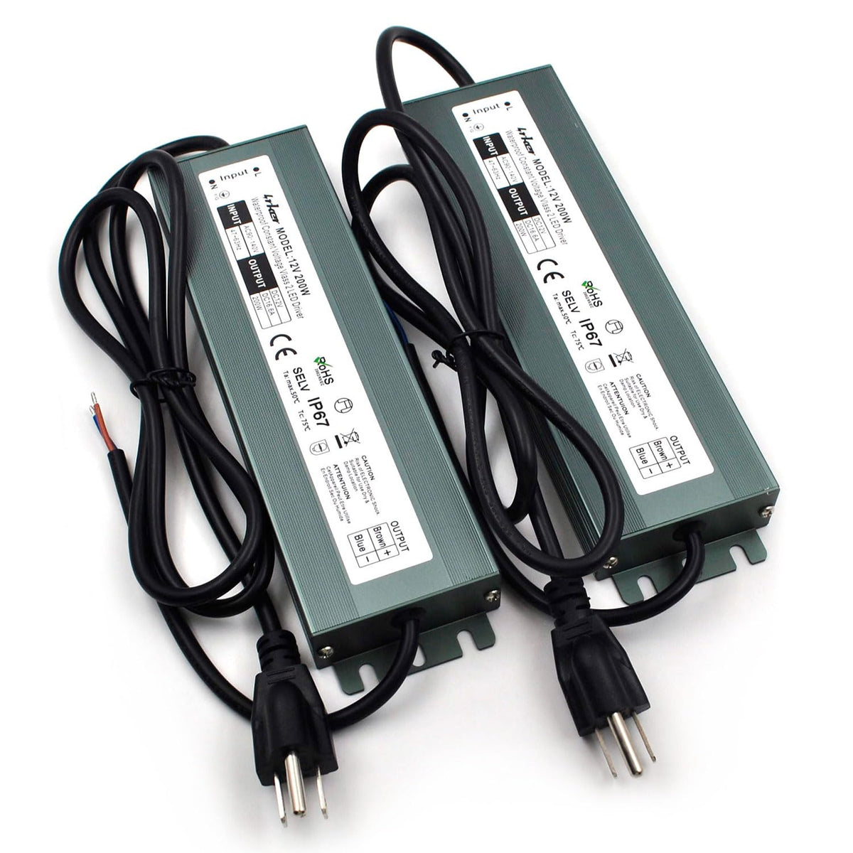 2 Pack 12V 200W Waterproof IP67 LED Driver S841