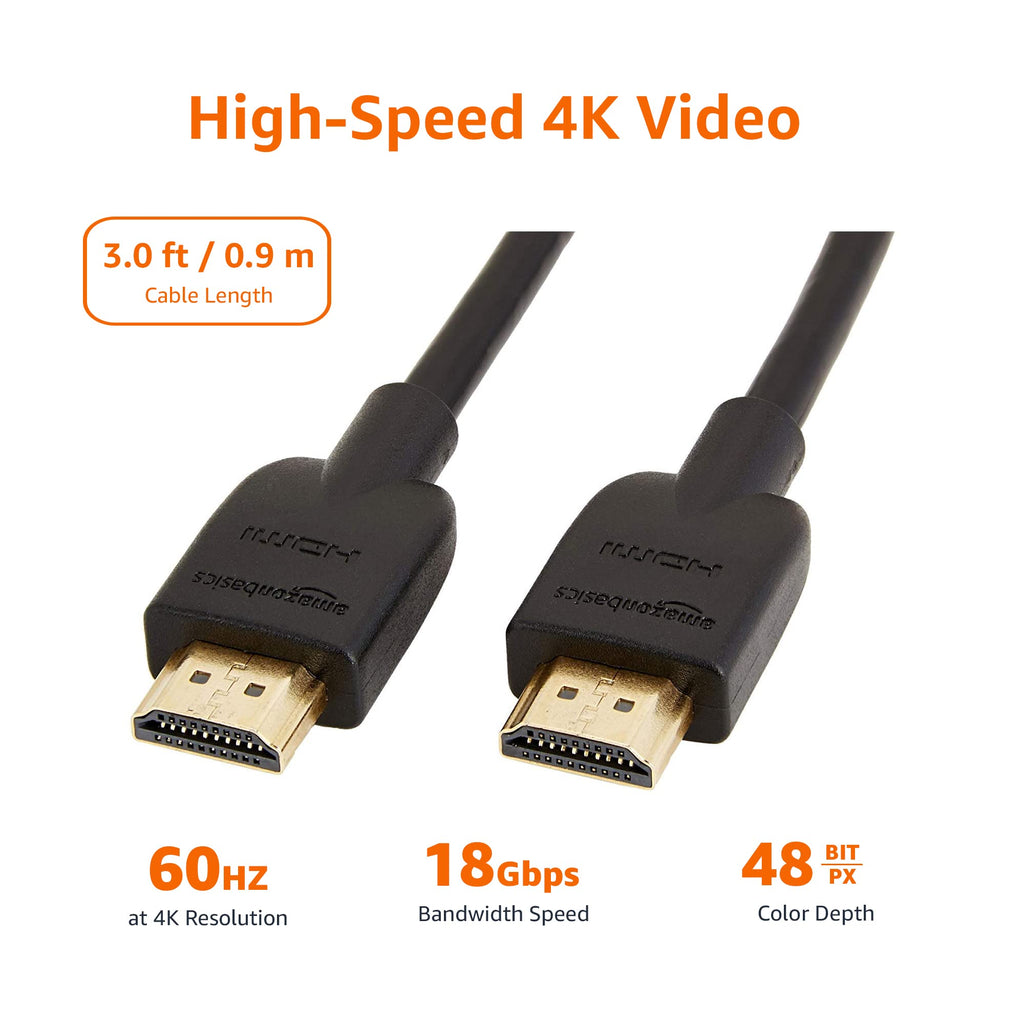 4K Ultra HD HDMI 2.0 Cable, 3 feet, Black U782