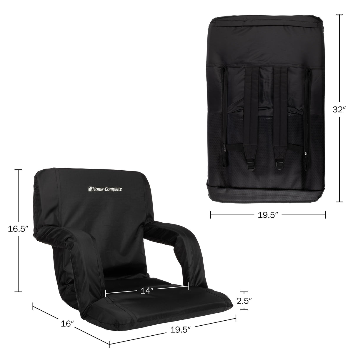 2-Pack Reclining Bleacher Chairs with Back and Cushion U515476
