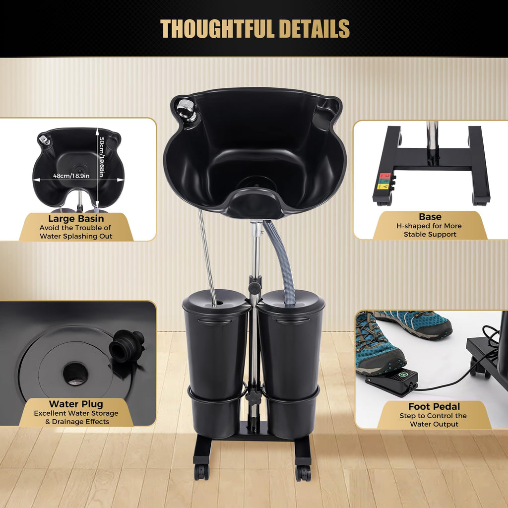 Portable Shampoo Bowl with Electric Pump D936