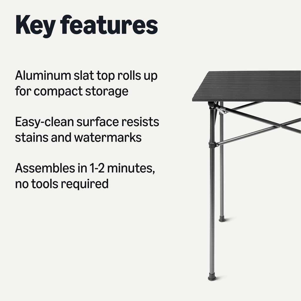 Portable Camping Table with Aluminum Roll-Up Top C941