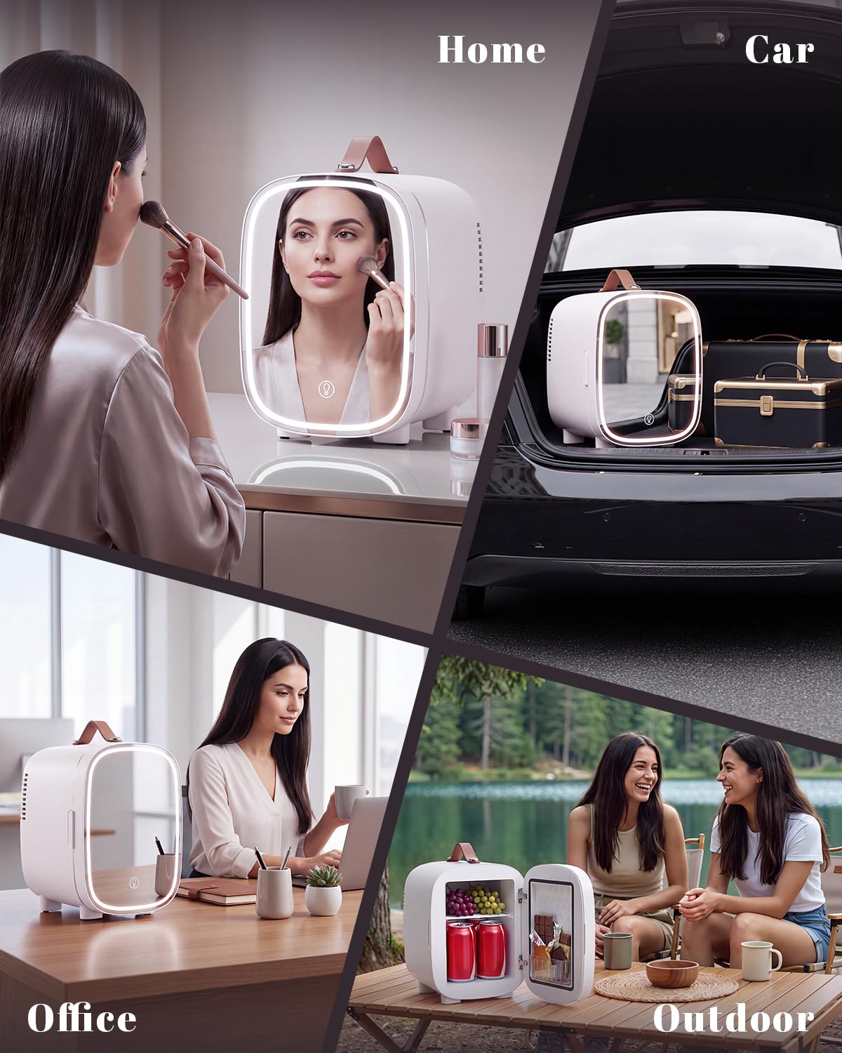 4 Liter 6 Can Portable Mini Fridge with LED Mirror C731916