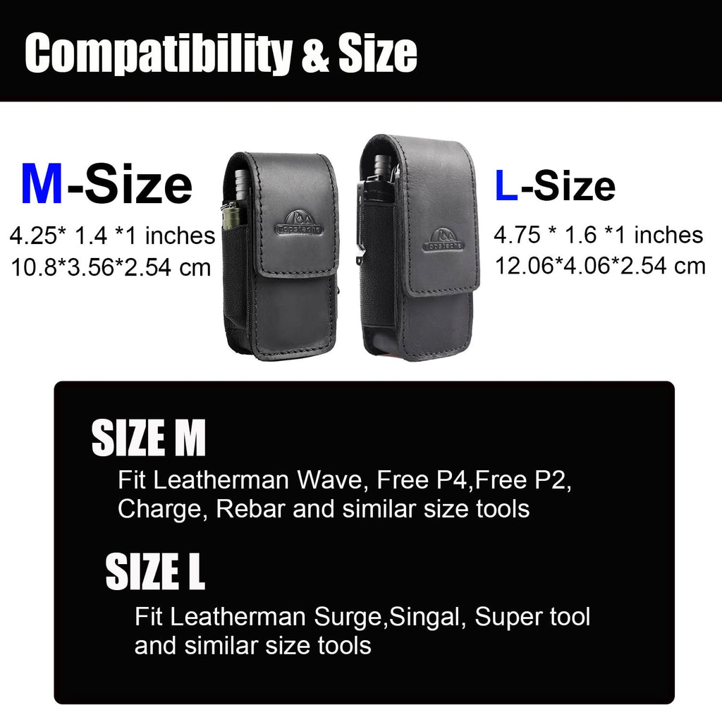 Leather Multitool Sheath with Belt Clip and Magnetic Closure C525