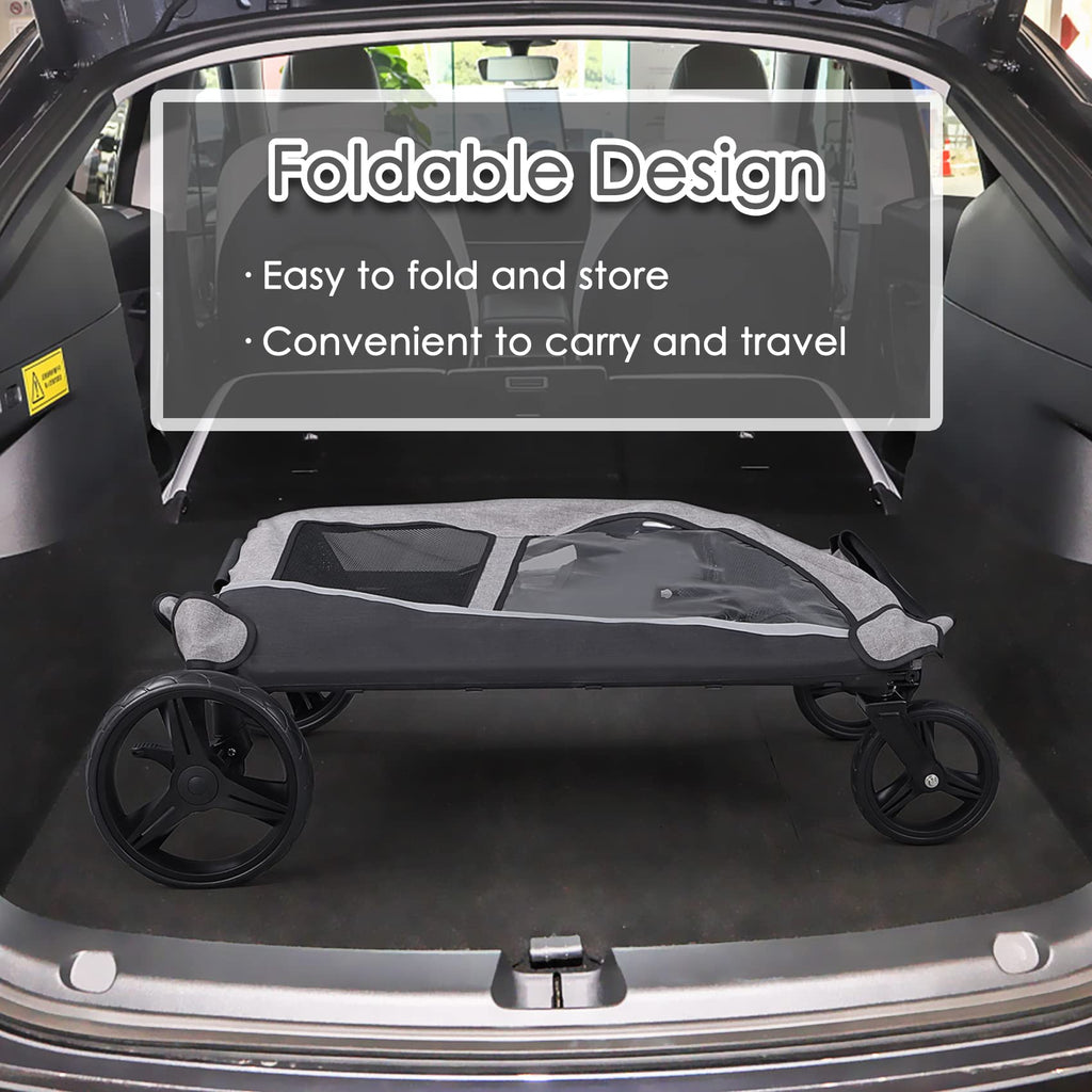 Extra Large Foldable Dog Stroller with Pocket, Up to 130 lbs F7206