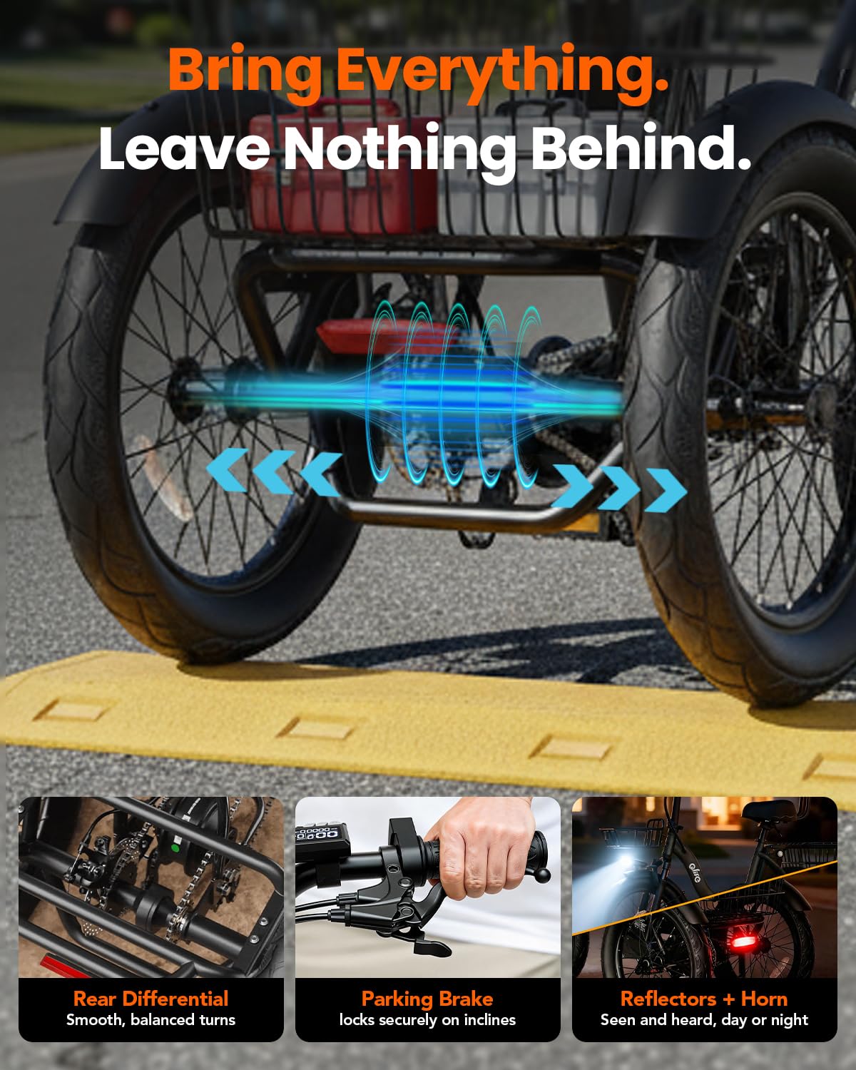 1200W Folding Electric Trike with Cargo Rack H671