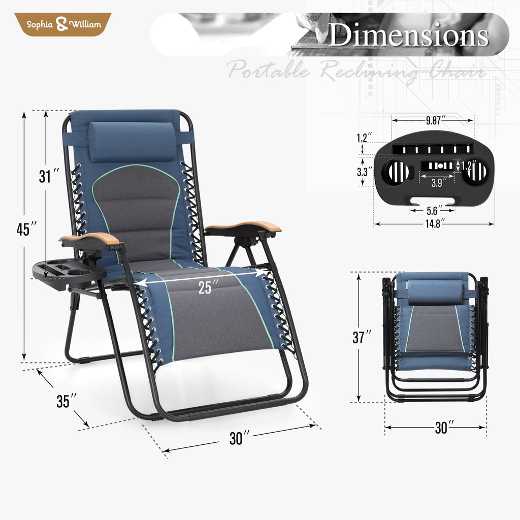 Blue Padded Zero Gravity Chair Set of 2 K106782