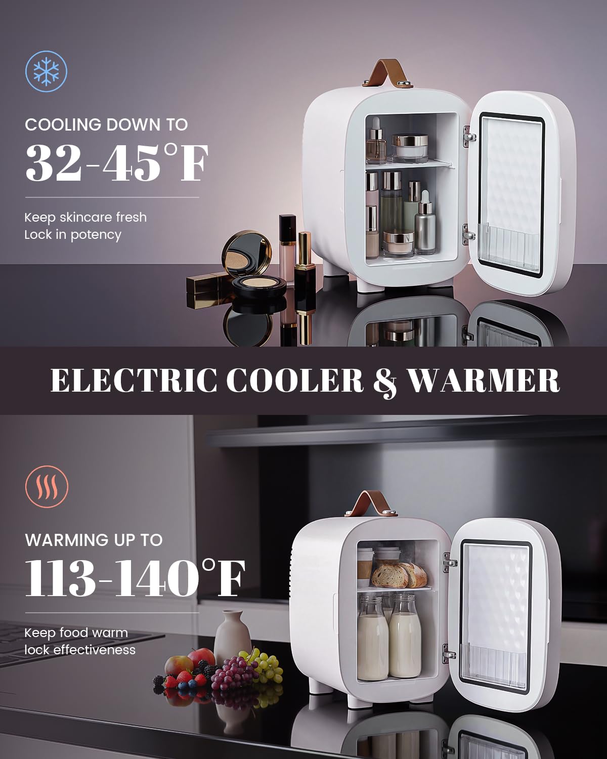 4 Liter 6 Can Portable Mini Fridge with LED Mirror C731916