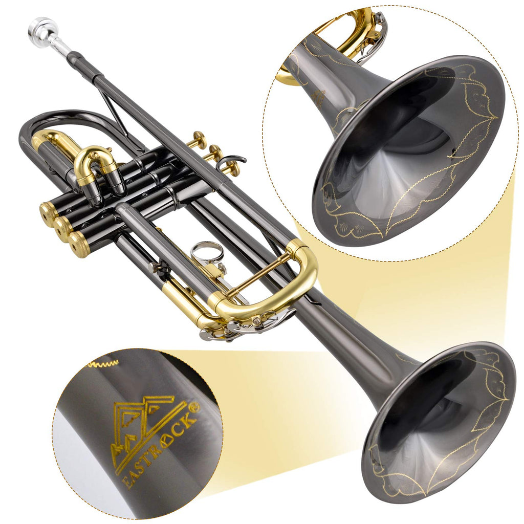 Bb Trumpet Set with Carrying Case, Gloves, 7C Mouthpiece, Tuning Rod, Black Nickel O916990