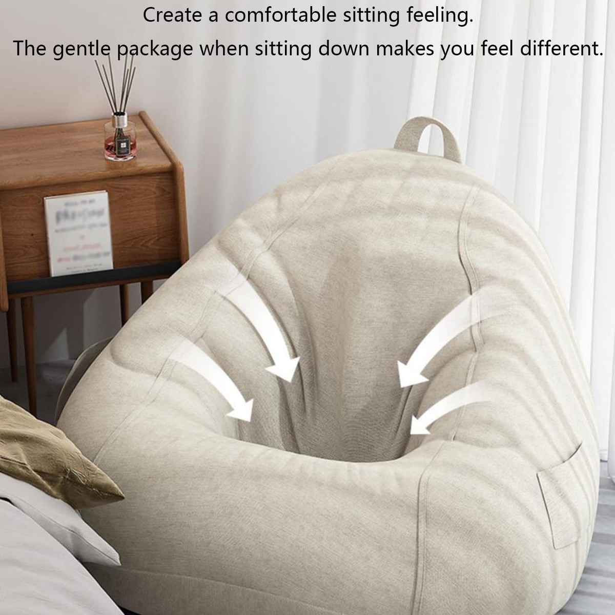 Washable Bean Bag Chair Cover Only 110 * 130cm Yellow K1671
