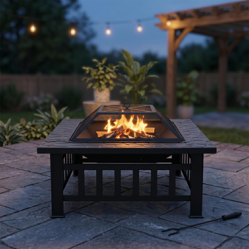 32 inch Black Wood Burning Steel Fire Pit J4813