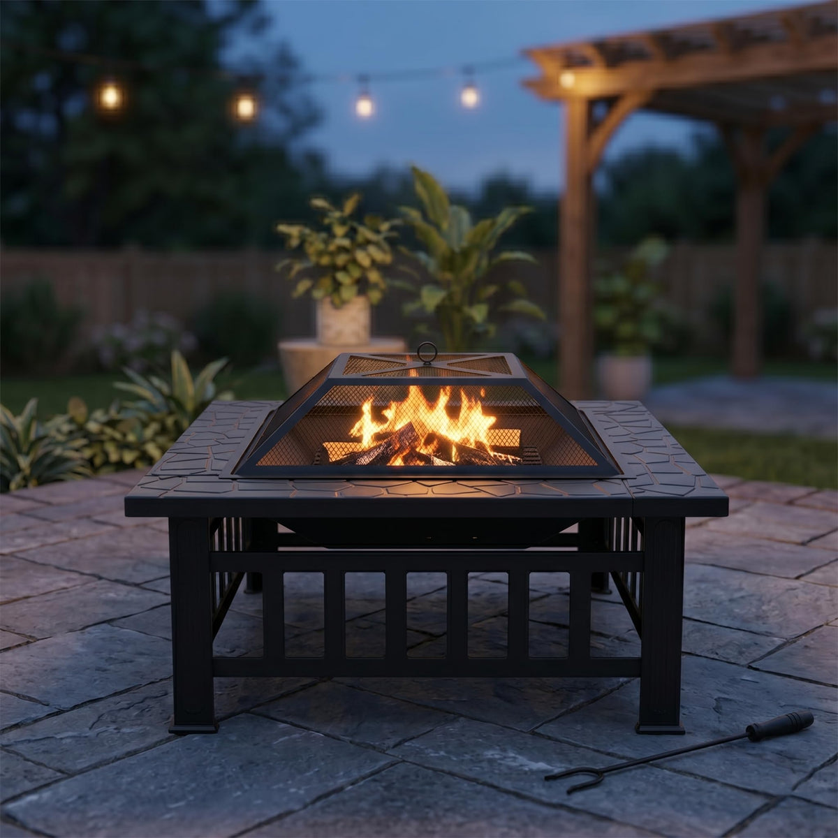 32 inch Black Wood Burning Steel Fire Pit J4813