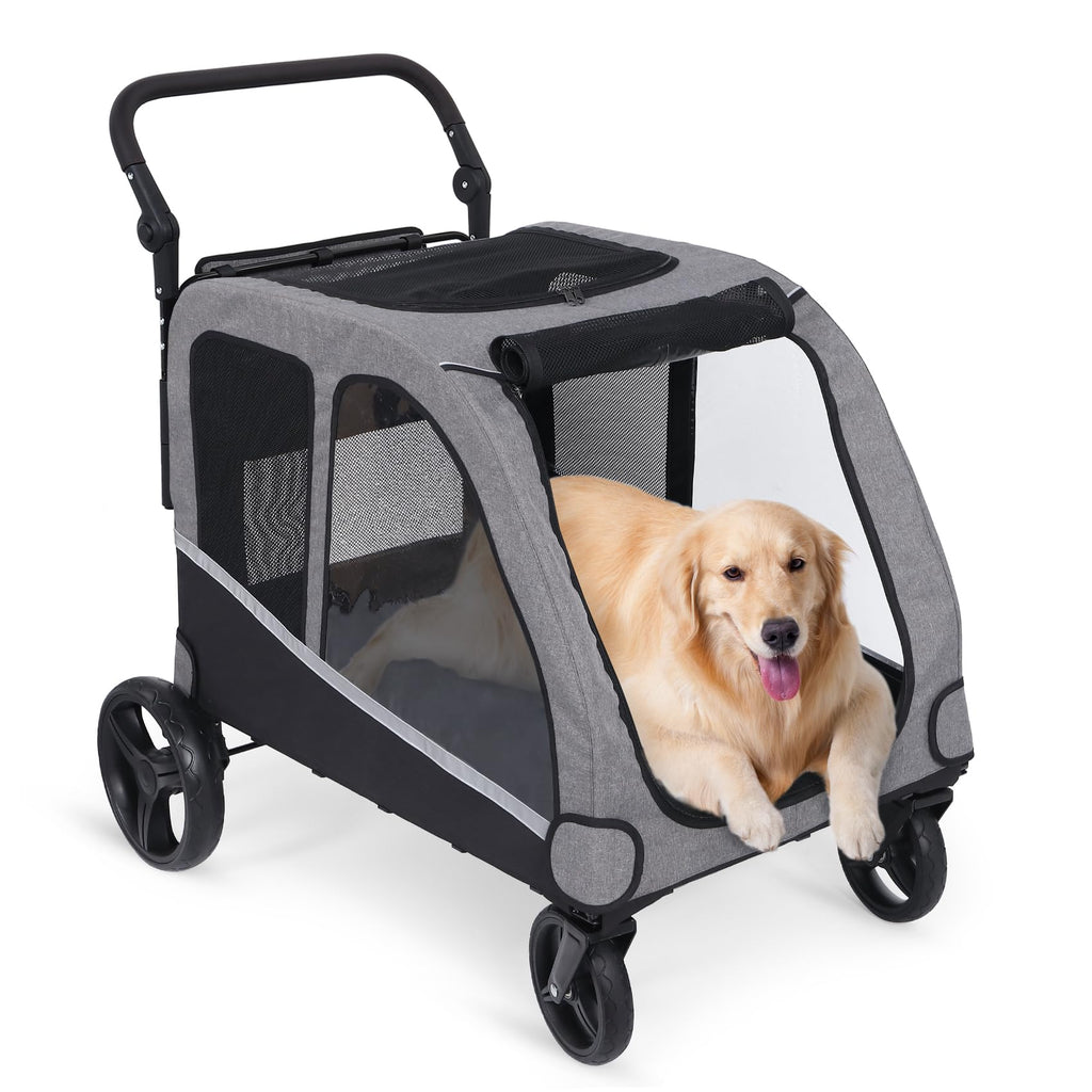 Extra Large Foldable Dog Stroller with Pocket, Up to 130 lbs F7206
