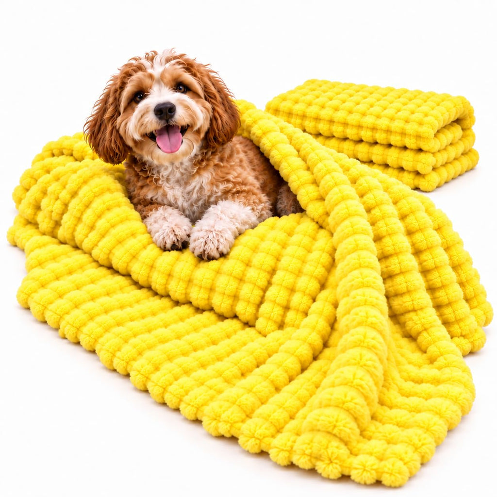 Yellow Rabbit Hair Plush Pet Blanket N7113