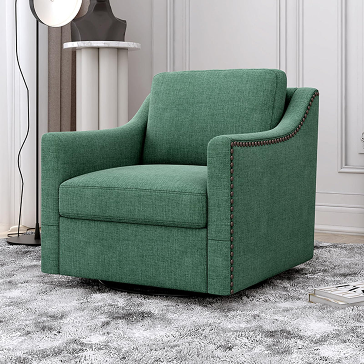 Swivel Accent Chair Set of 2 Green Armchair P560281
