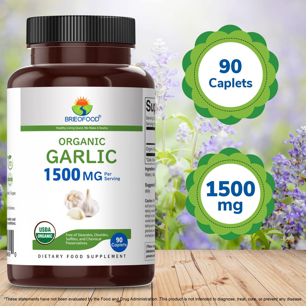 Organic Garlic 1500mg 90 Vegetarian Tablets U744684
