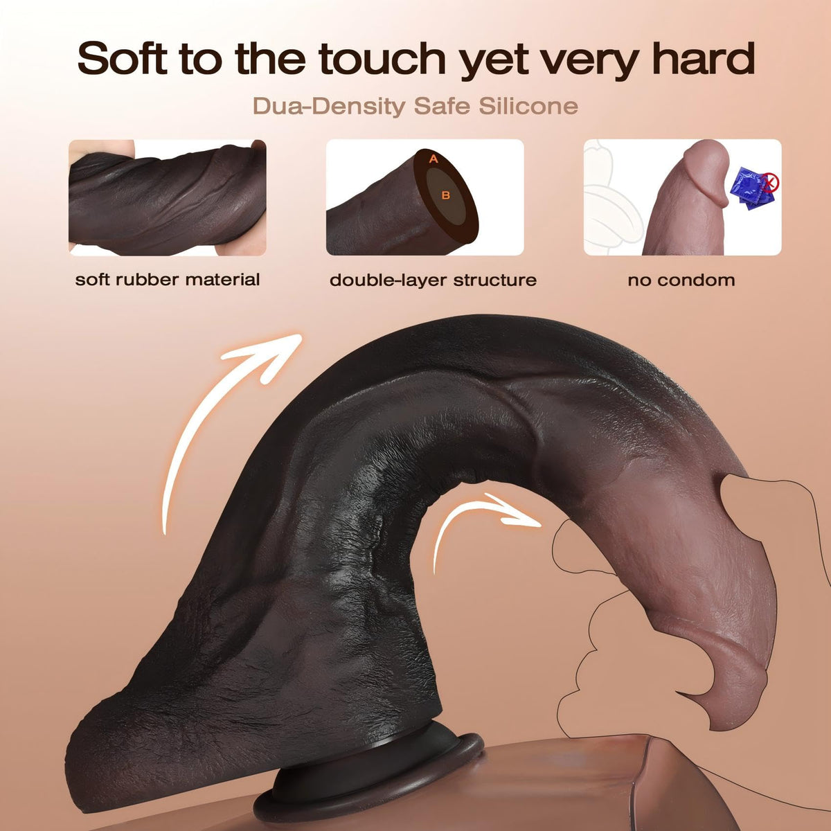 11.5 Inch Black Silicone Dildo R77933