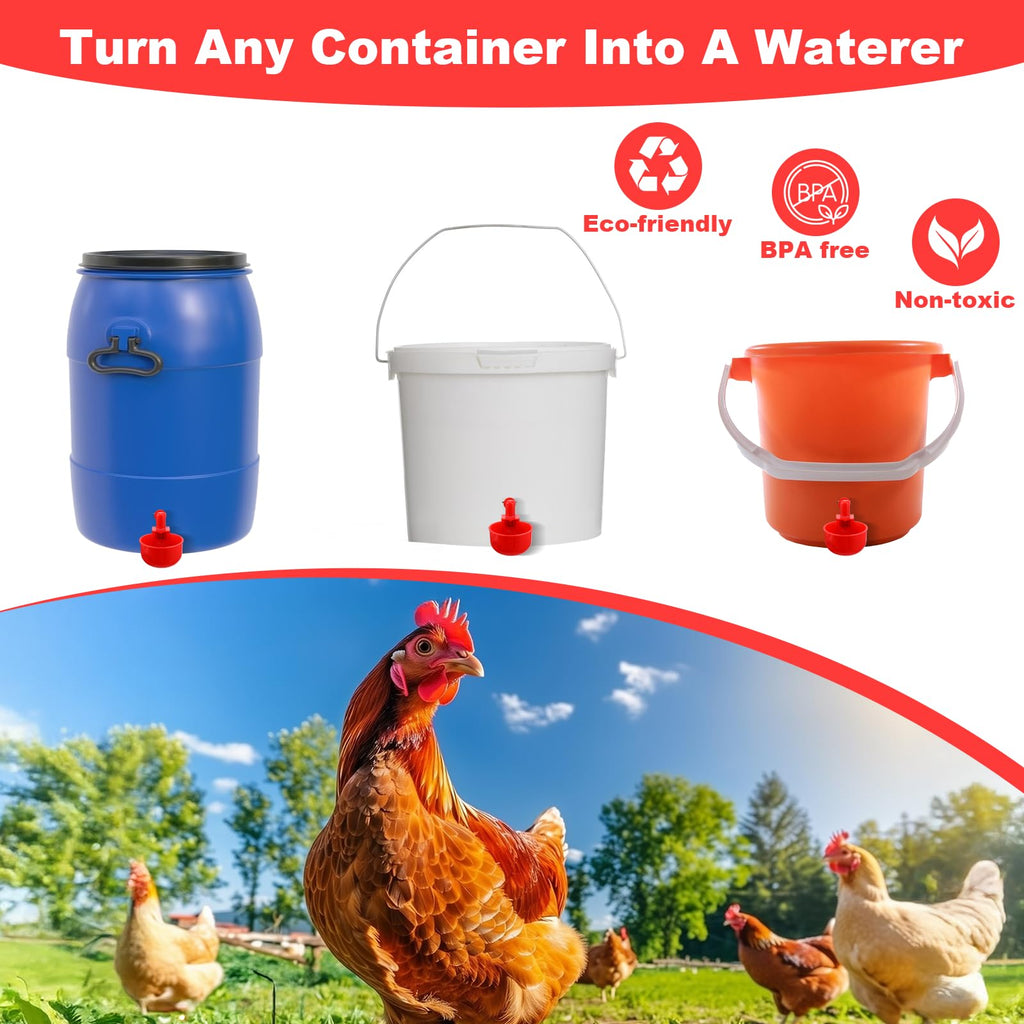 Automatic Chicken Waterer Cups 24-Pack Poultry Drinker with Hole Saw H103