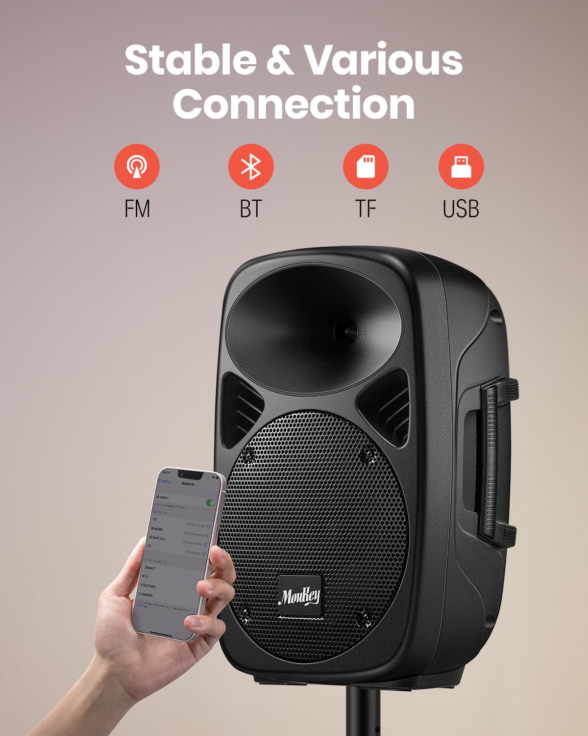 8 Inch Rechargeable PA Speakers with Tripod Stands F43637