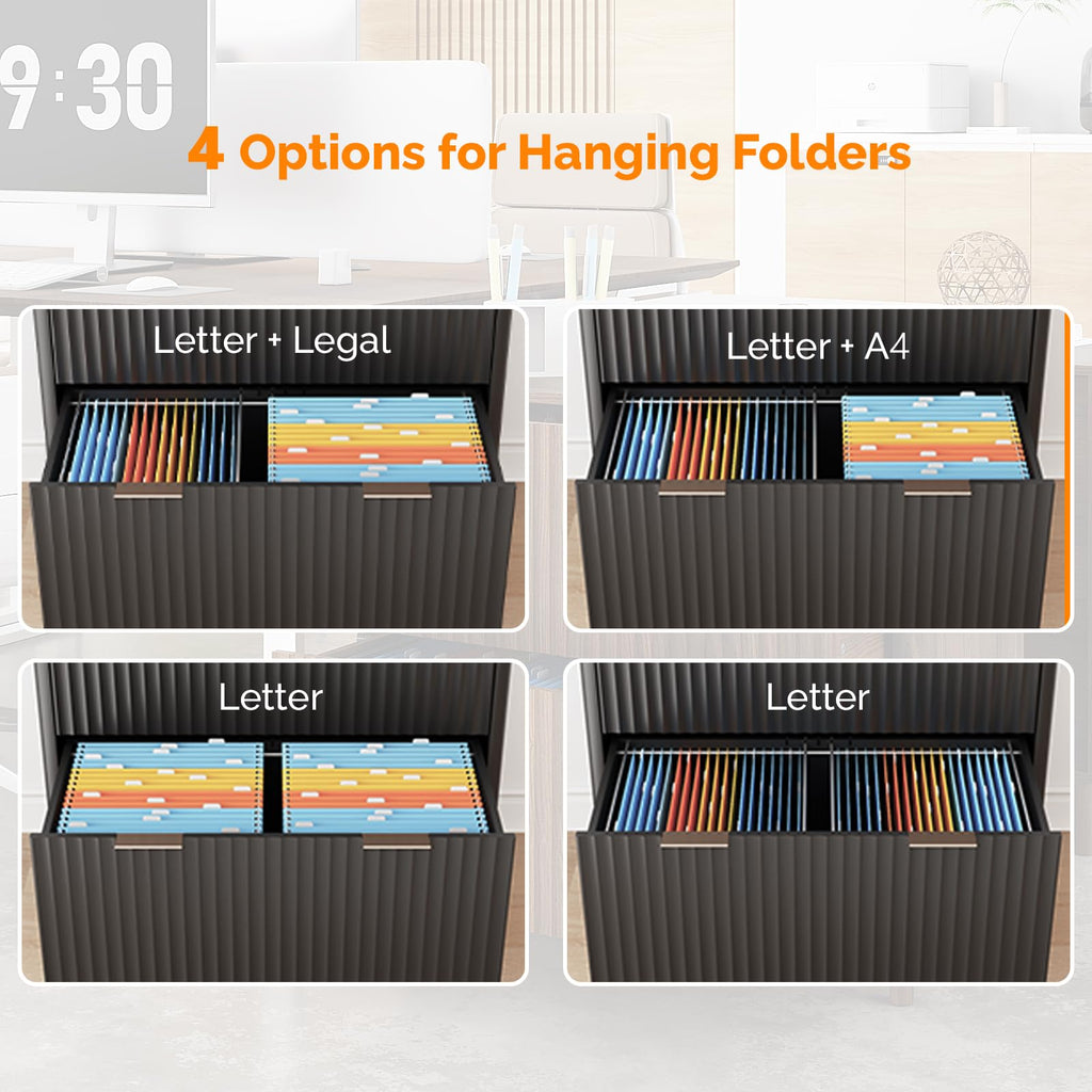 Black 2 Drawer Wood File Cabinet I80281