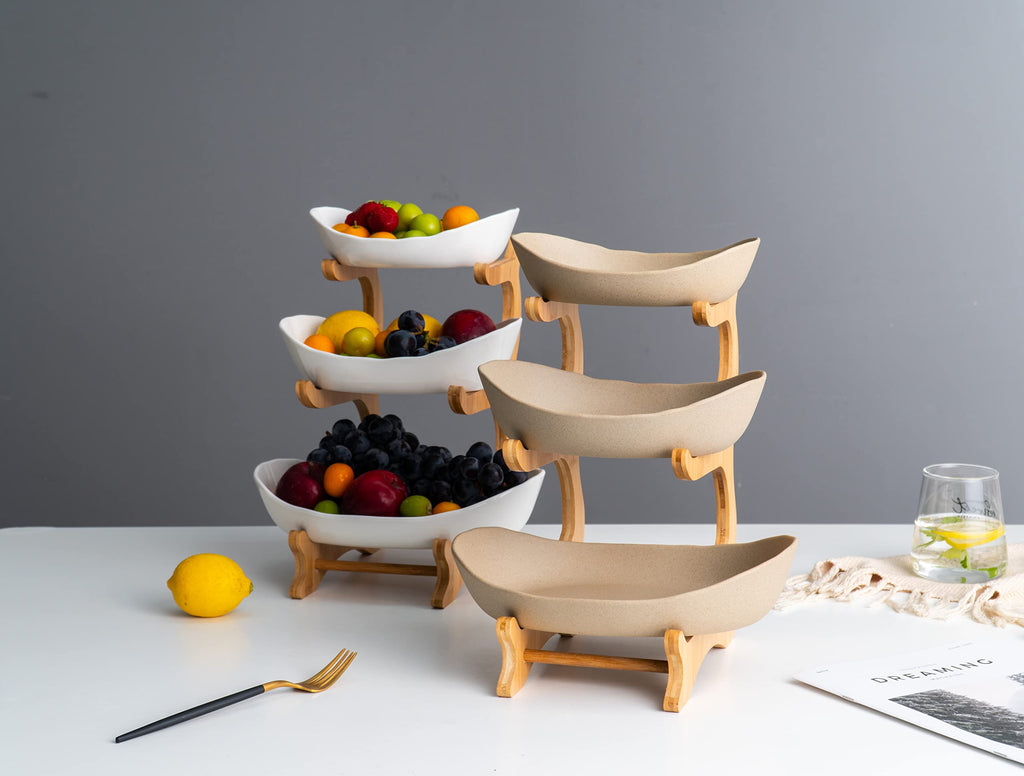 3 Tier Ceramic Fruit Basket with Holder E3837