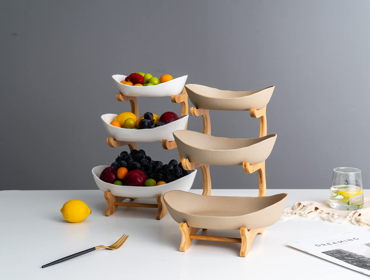 3 Tier Ceramic Fruit Basket with Holder E3837