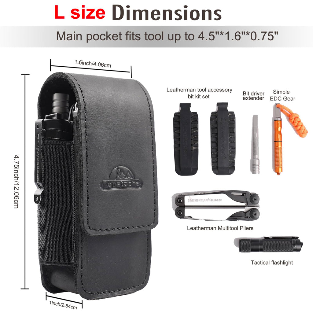 Leather Multitool Sheath with Belt Clip and Magnetic Closure C525