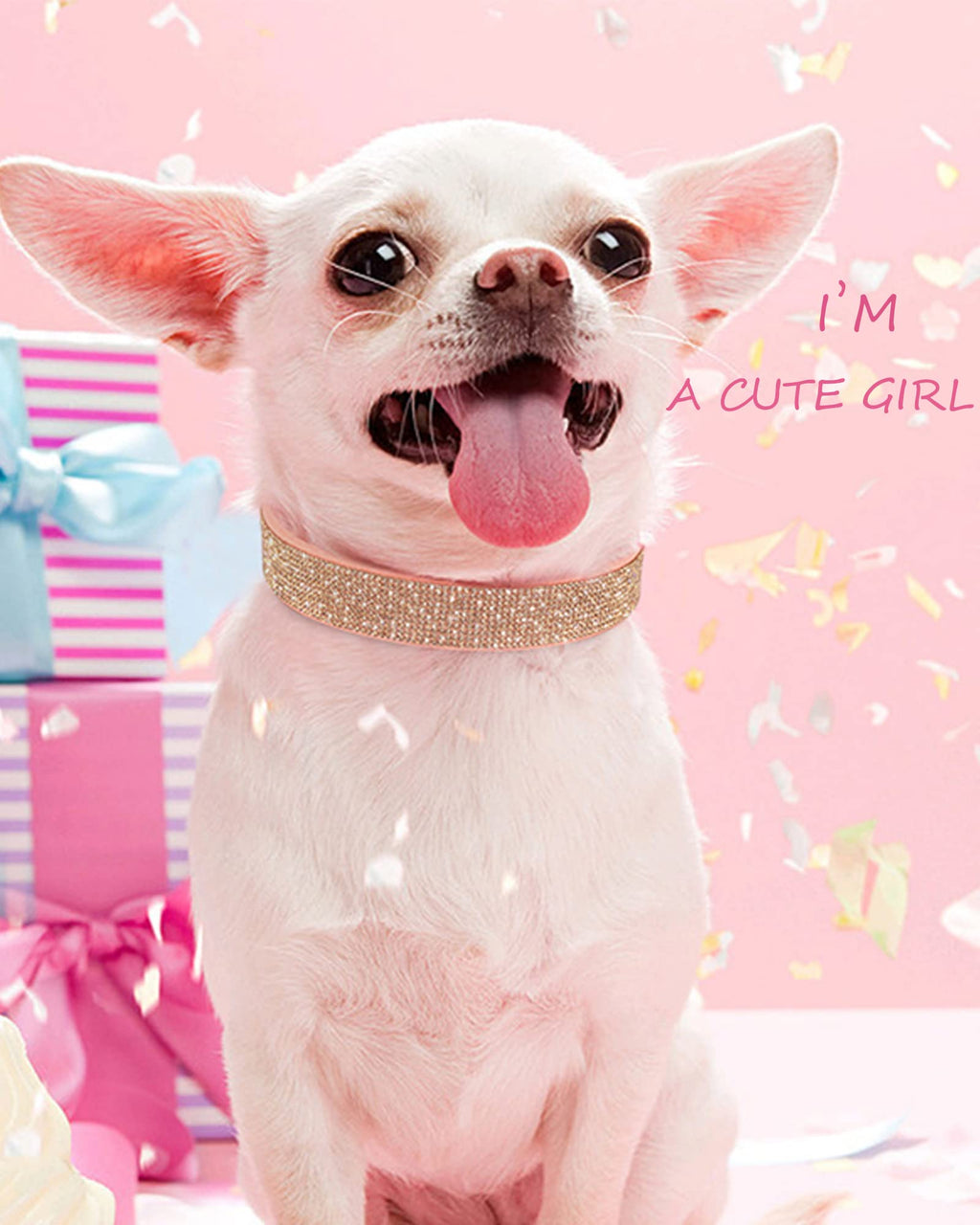 Pink Adjustable Leather Suede Rhinestone Dog Collar H545371