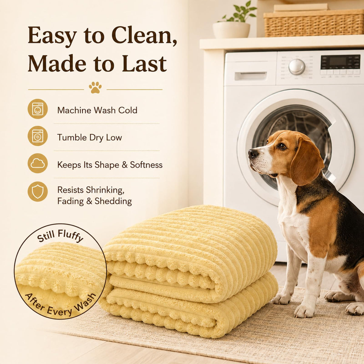 Yellow Rabbit Hair Plush Pet Blanket N7113