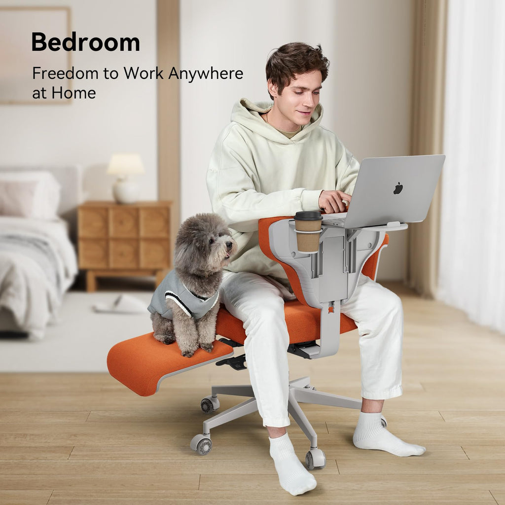 Orange Adjustable Ergonomic Office Chair with Desk Tray A6929