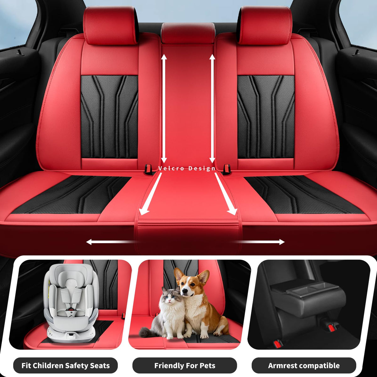 Car Seat Covers Red & Black N9992