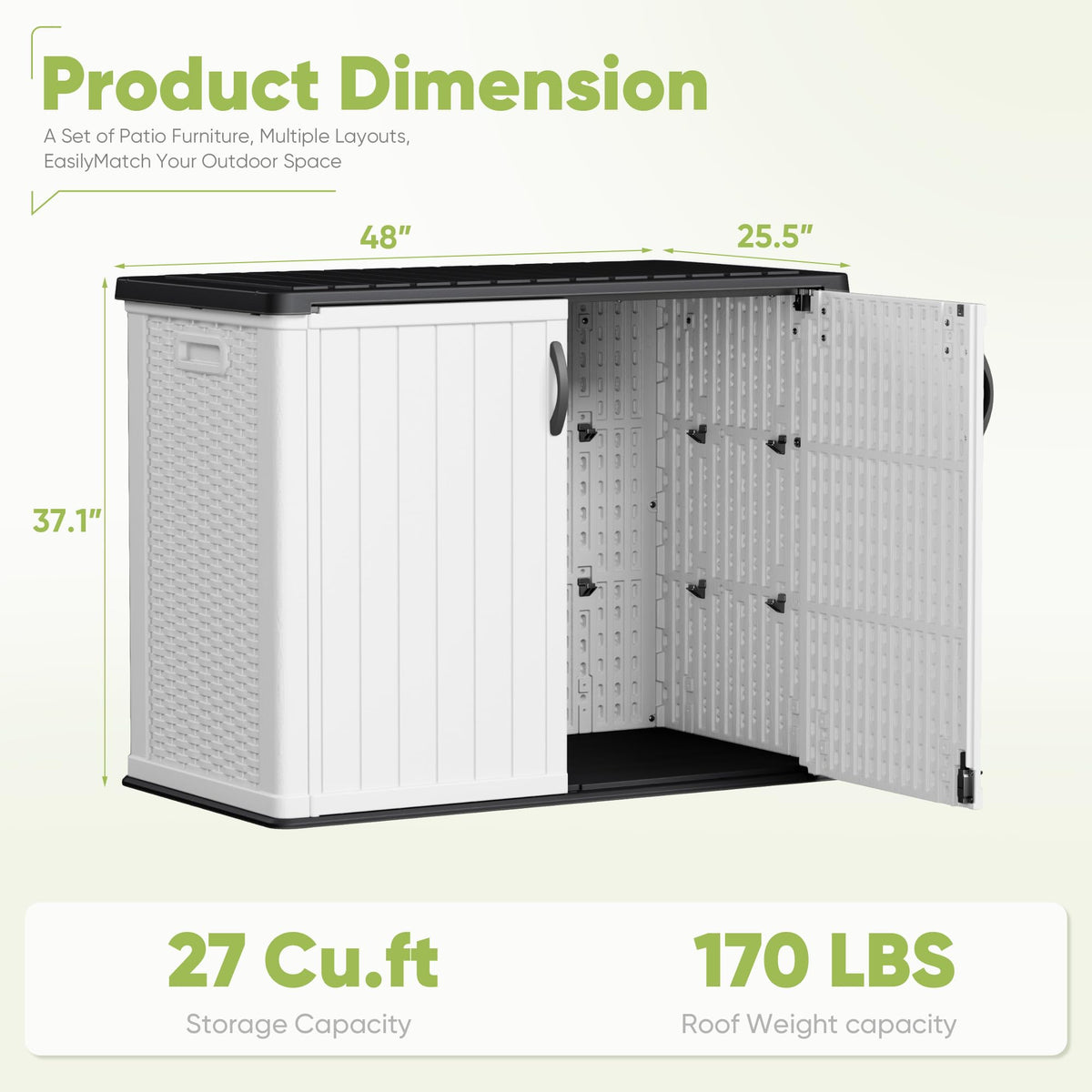 White 26 Cu Ft Lockable Outdoor Storage Cabinet H3789