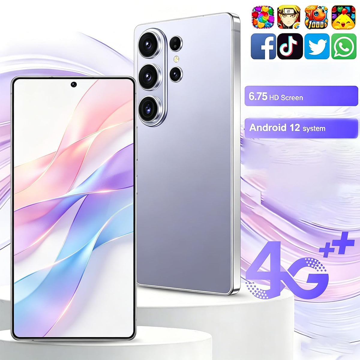 4G Dual SIM Unlocked Smartphone with 6.75" HD Screen, Black D68183