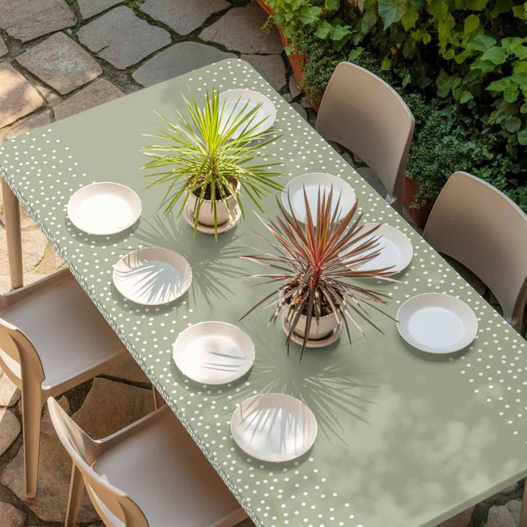 White Speckles Grain Fitted Rectangle Tablecloth 32" x 72" Elastic Waterproof Table Cover Z34900