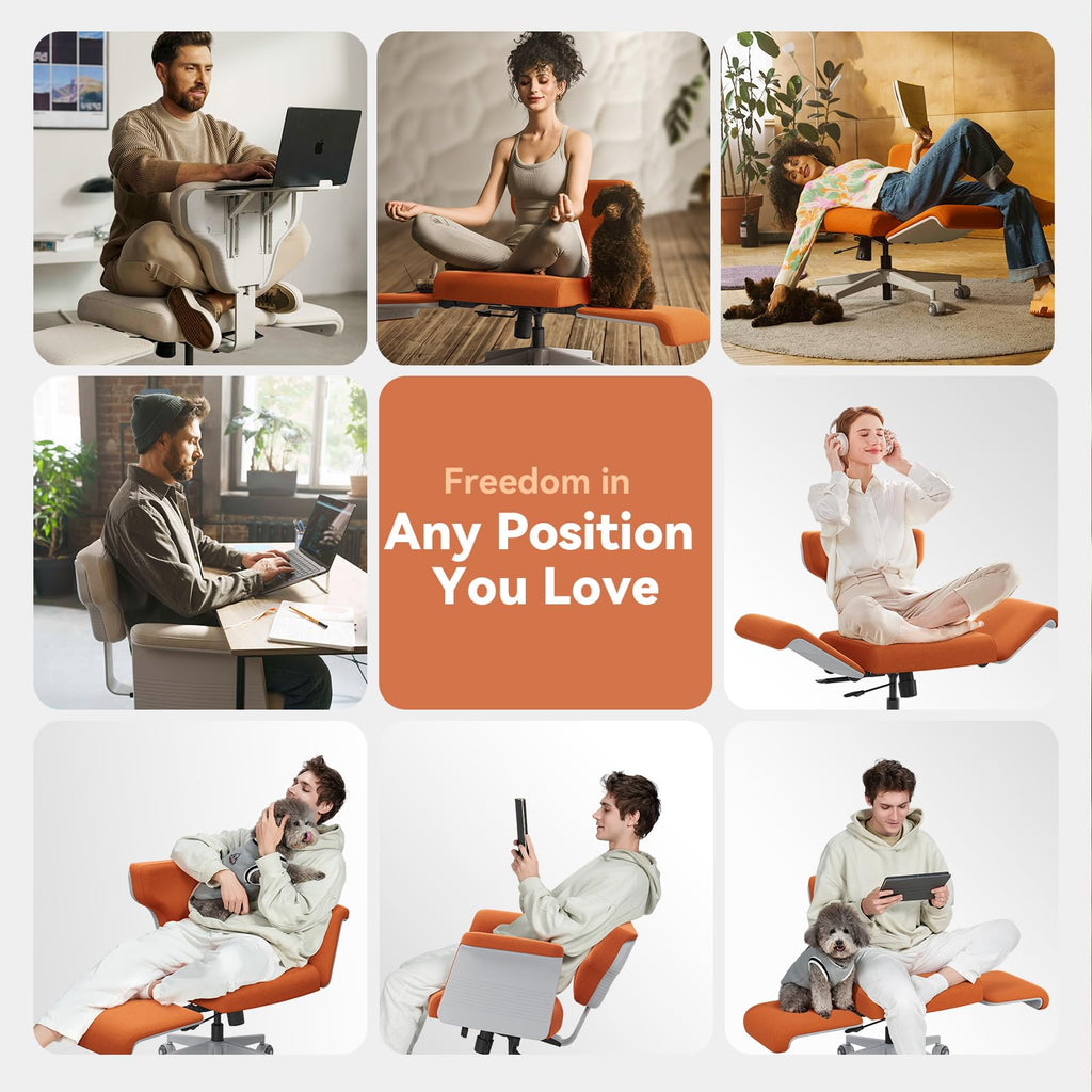 Orange Adjustable Ergonomic Office Chair with Desk Tray A6929